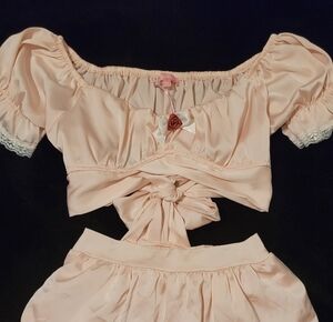 Sugar Thrillz Pink Satin Crop Top